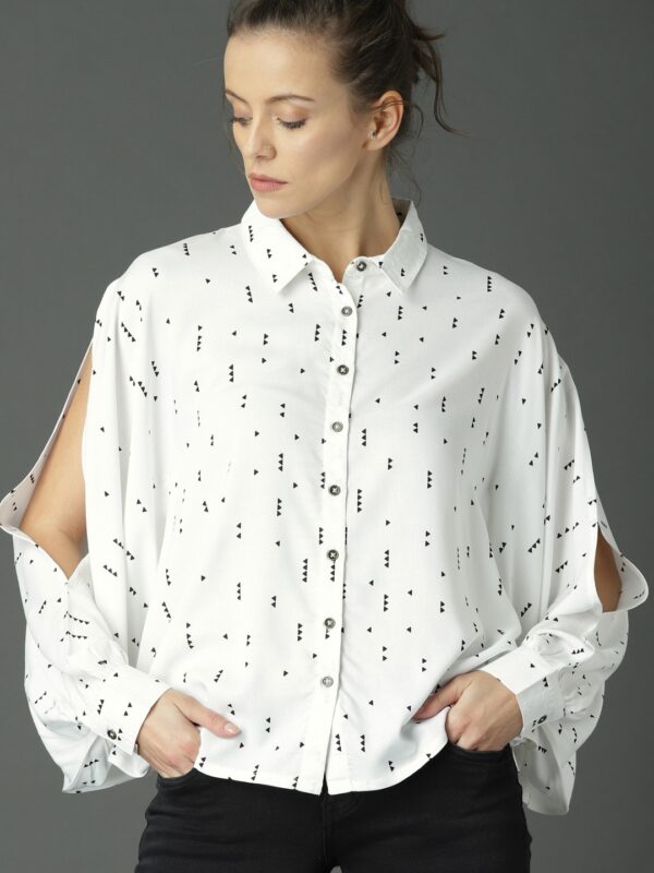 Roadster Women White Printed Top Style Shirt