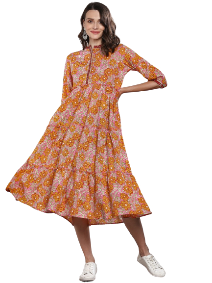 Sangria Women Printed Fusion A-Line Dress