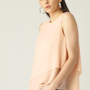 MANGO Women Solid Layered Styled Back Top