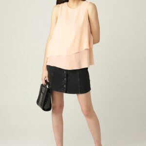 MANGO Women Solid Layered Styled Back Top