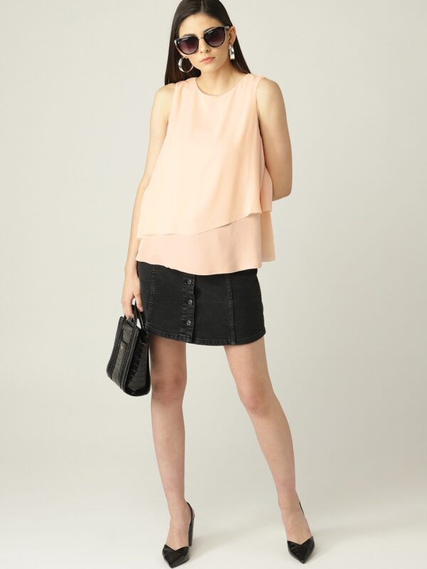 MANGO Women Solid Layered Styled Back Top