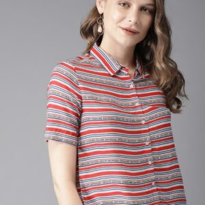 HERE&NOW Women Regular Fit Striped Casual Shirt