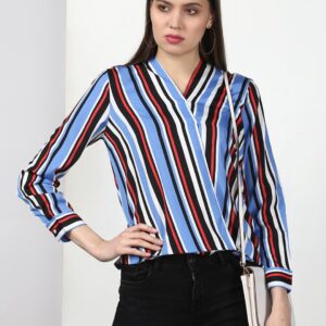 Miss Bennett Women Striped Wrap Top