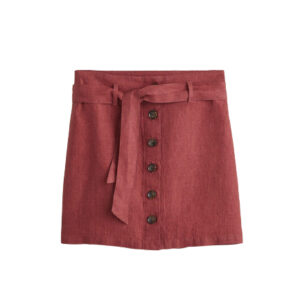 MANGO Solid Linen Mini A-Line Skirt