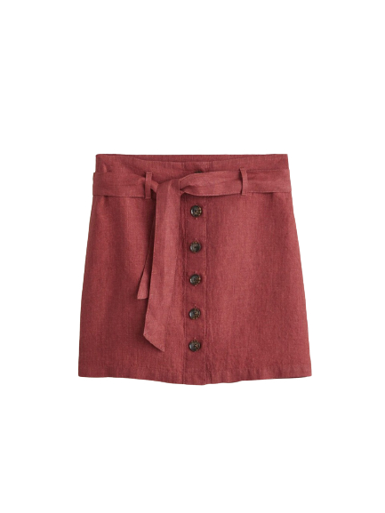 MANGO Solid Linen Mini A-Line Skirt