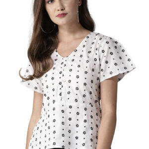 Moda Rapido Women Embroidered A-Line Pure Cotton Top