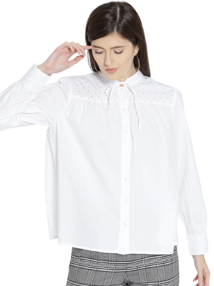 MANGO Women Regular Fit Solid Casual Shirt