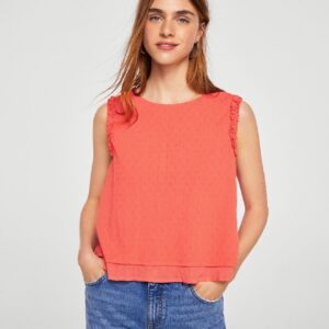 MANGO Women Self Design A-Line Pure Cotton Top