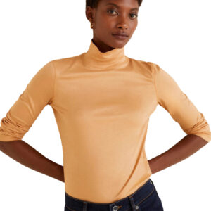 MANGO Women Solid Pure Cotton Top