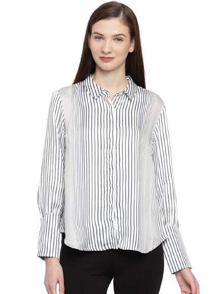 Allen Solly Woman  Regular Fit Striped Casual Shirt