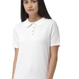 Marks & Spencer Women Self Design Polo Collar T-shirt