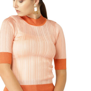 MANGO Women Self-Striped Fitted Sweater Top