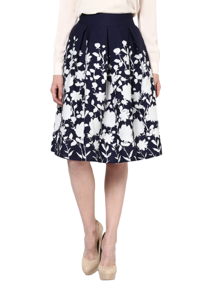 Harpa Navy Printed A-Line Skirt