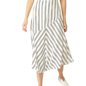 MANGO Women Striped Midi A-Line Skirt