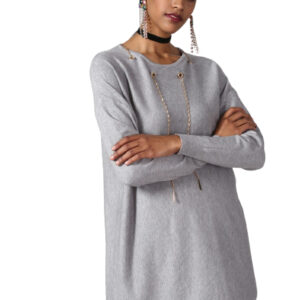 Miss Bennett Women Solid Longline Sweater