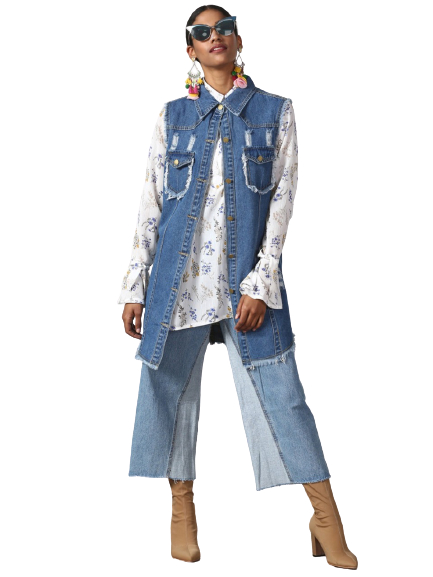 Miss Bennett Women Printed Denim Jacket