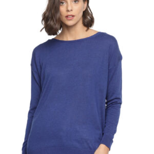 MANGO Women Blue Ribbed Pullover