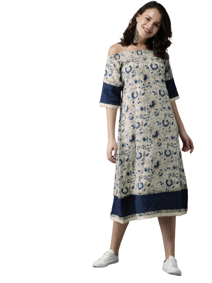 Anouk Women Printed A-Line Dress