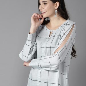 HERE&NOW Women Checked Regular Top