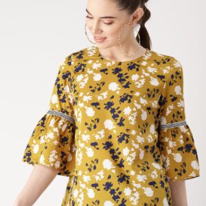 DressBerry Women Mustard  Printed Top