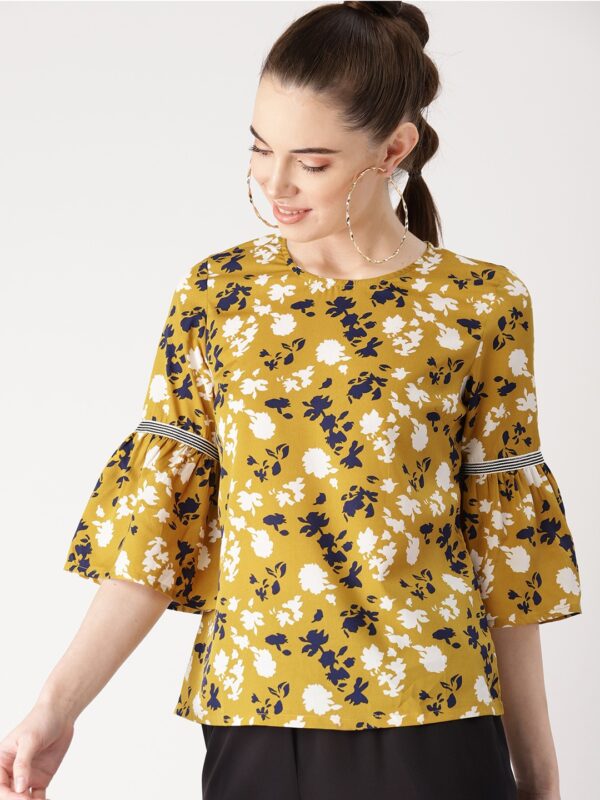 DressBerry Women Mustard  Printed Top