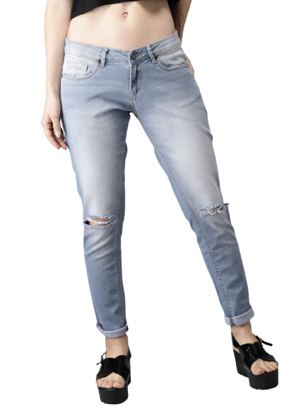 HERE&NOW Women Skinny Fit Mid-Rise Slash Knee Stretchable Jeans