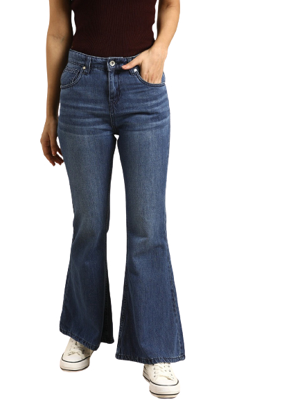 ether Women Wide Fit Flared High-Rise Clean Look Jeans