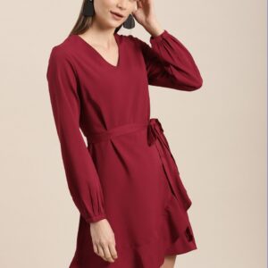 her by invictus Women Solid Wrap Dress