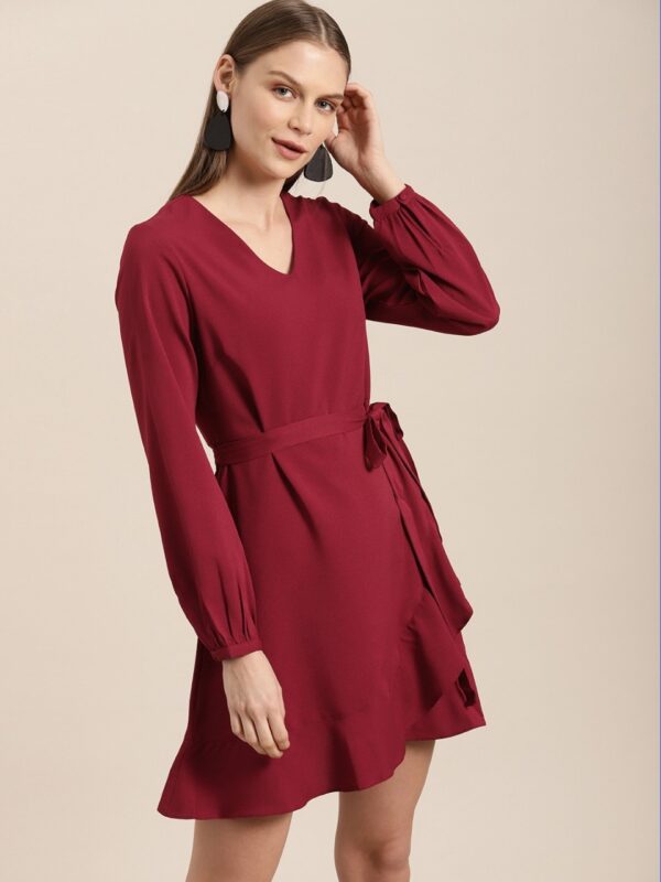 her by invictus Women Solid Wrap Dress