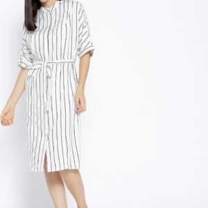 MANGO Women Striped Midi Shirt Dress