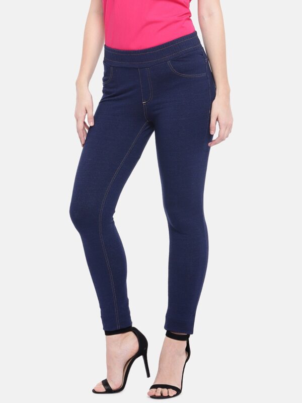 DressBerry Women Blue Solid Jeggings