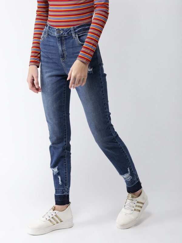 FOREVER 21 Women Skinny Low Distress Stretchable Jeans