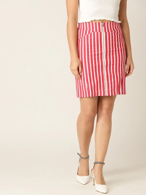 MANGO Women Striped Straight Skirt