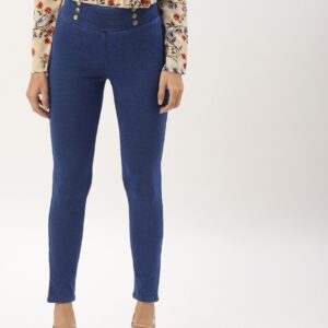 DressBerry Women Blue Solid Jeggings