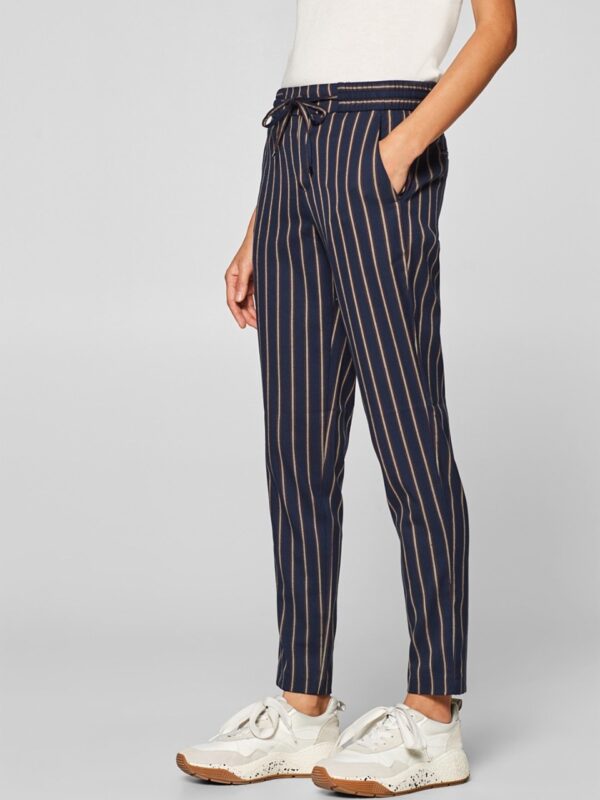 ESPRIT Women  & Beige Regular Fit Striped Trousers