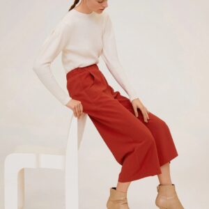 MANGO Women Regular Fit Solid Cropped Parallel Trousers