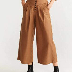 MANGO Women Regular Fit Solid Cropped Parallel Trousers