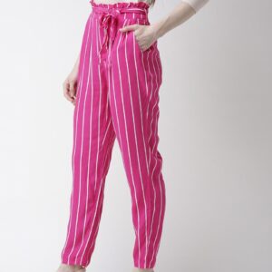 FOREVER 21 Women Regular Fit Striped Peg Trousers