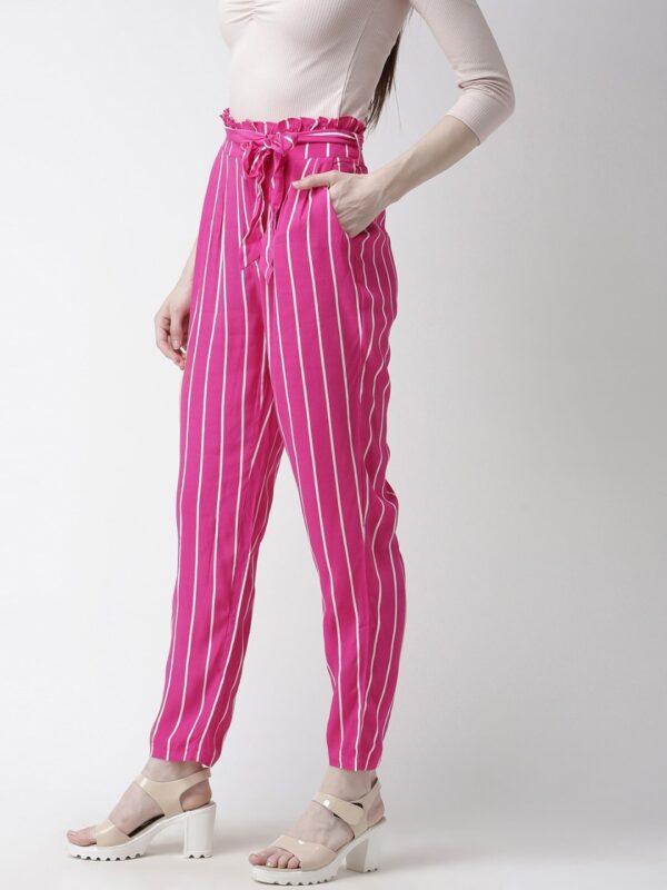 FOREVER 21 Women Regular Fit Striped Peg Trousers