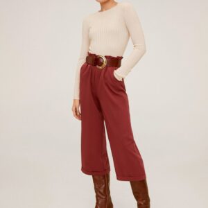 MANGO Women Regular Fit Solid Culottes