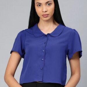 Van Heusen Woman Women  Regular Fit Solid Crop Formal Shirt