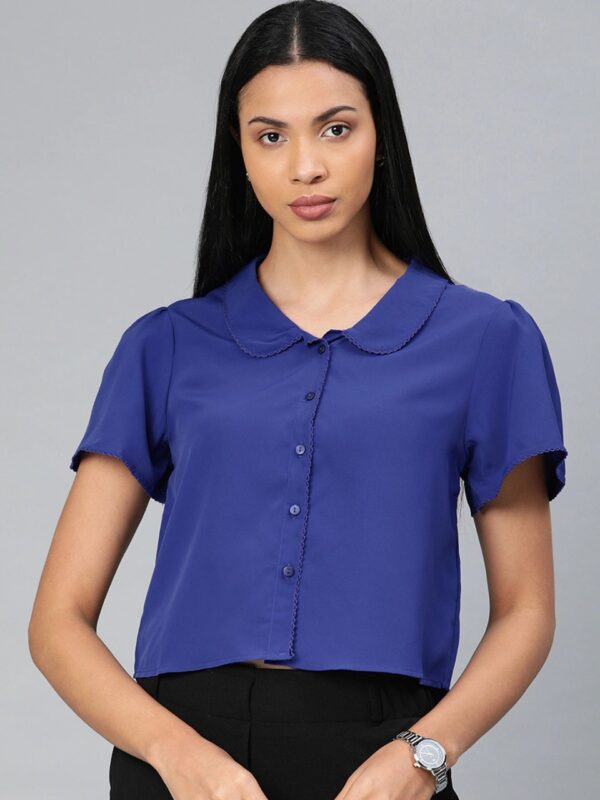 Van Heusen Woman Women  Regular Fit Solid Crop Formal Shirt