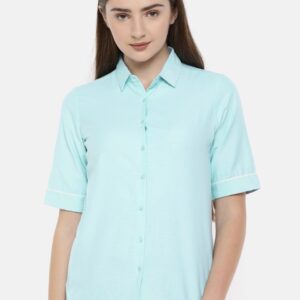 Park Avenue Woman Blue Regular Fit Solid Casual Shirt