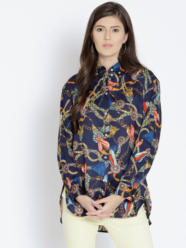 MANGO Women Multicoloured Regular Fit Printed Casual Shirt