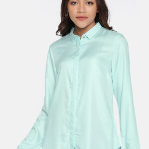 Allen Solly Woman Women Sea Green Regular Fit Solid Casual Shirt