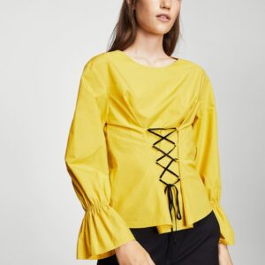 MANGO Women Mustard Solid Top