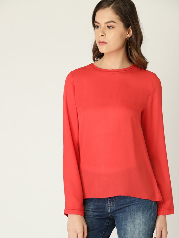 MANGO Women Coral Solid Top