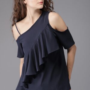 Moda Rapido Women  Ruffled Layered Solid A-Line Top