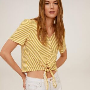 MANGO Women Striped Cropped Top