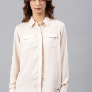 French Connection Women Coloured Regular Fit Solid Casual Crepe Shirt